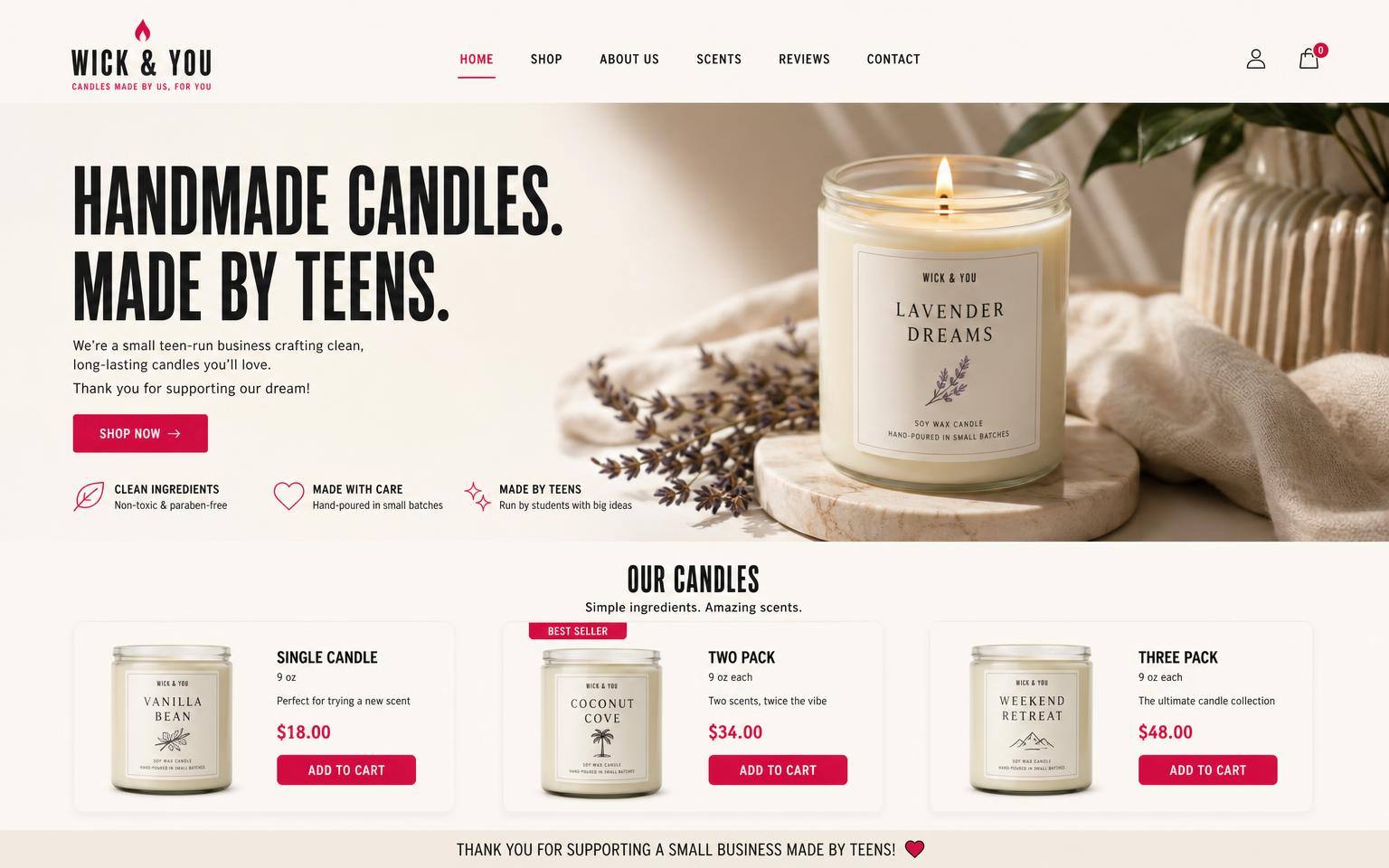 A landing page built by a learner using AI